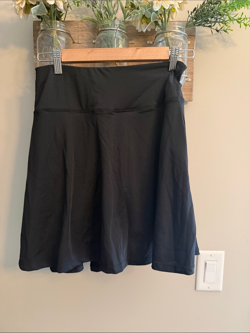 Black A-Line Active Skirt with Wide Waistband